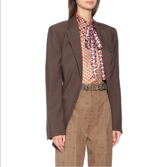 Gucci Leather Belt with Interlocking G Horse-bit Buckle in Taupe Gray - Picture 6 of 7